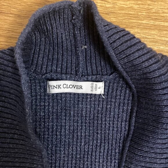 Pink Clover Valery Double Pocket Ribbed Cardigan in navy - Picture 4 of 4